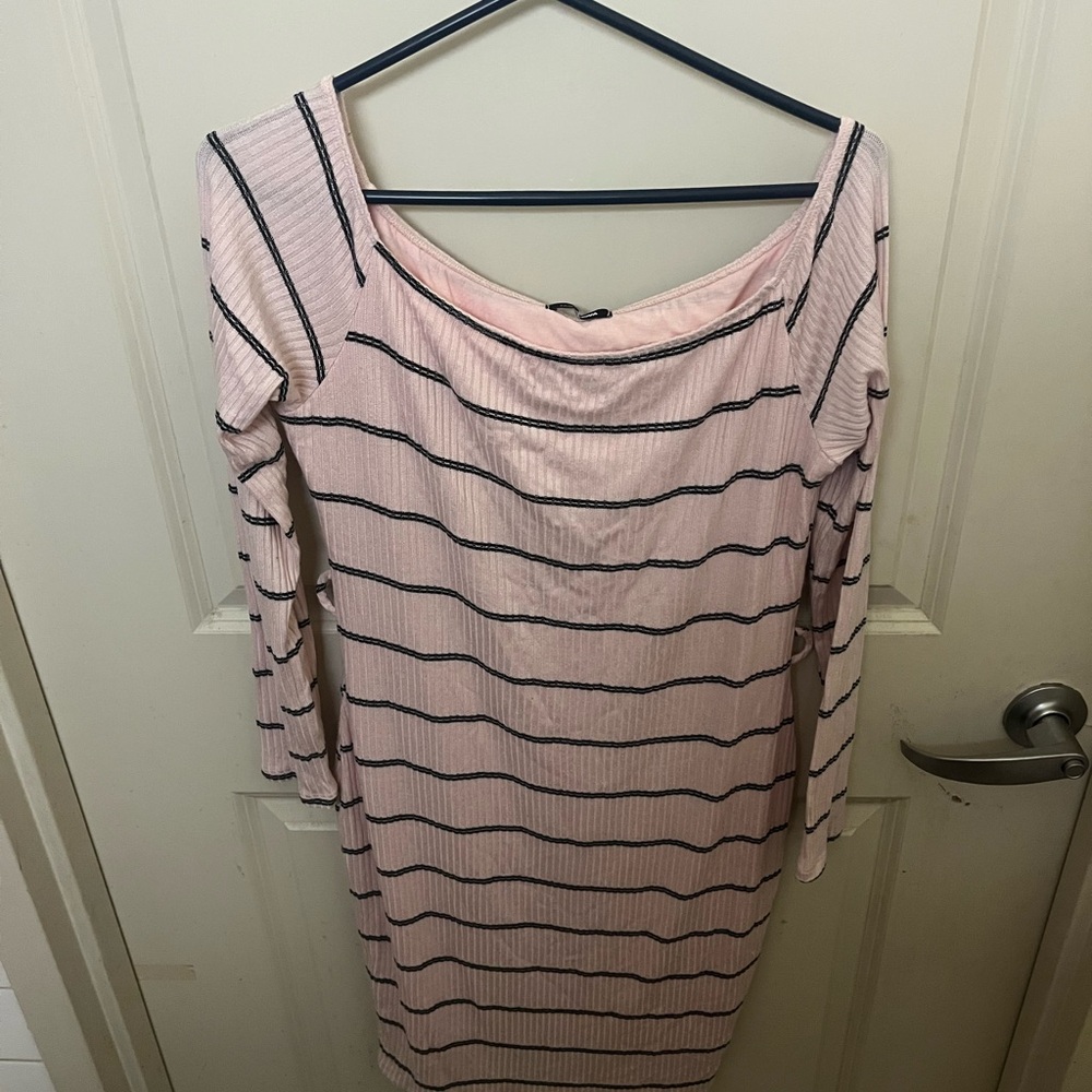 Pink fashion nova dress with black
Stripes